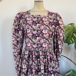 Vintage Laura Ashley Long Sleeve Floral Dress